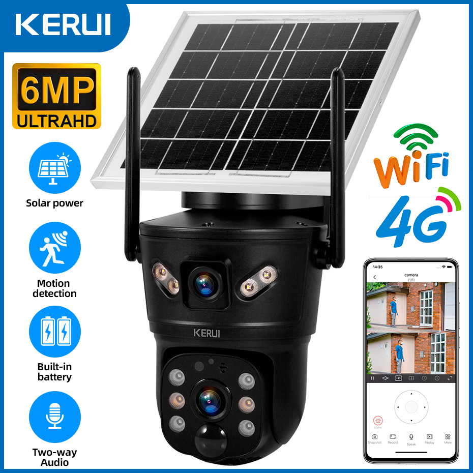 Home Security Recorder - KERUI Outdoor 6MP Solar Camera 4G