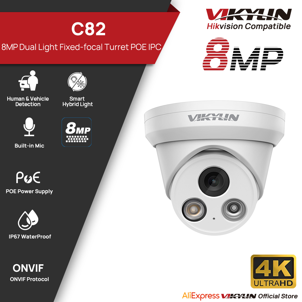 Home Security Service - VIKYLIN 8MP 4K Dual Light IP