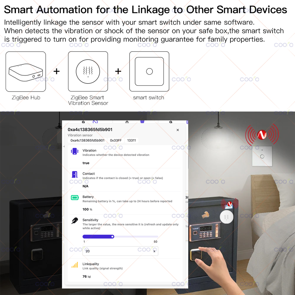 ZigBee 3.0 Vibration Sensor Re - Home Security Alarm 评论和价格