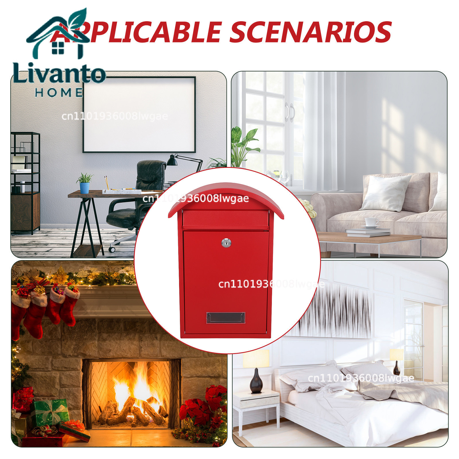 Wall Mailbox Lockable Red 14 X - Home Security Letters 评论和价格