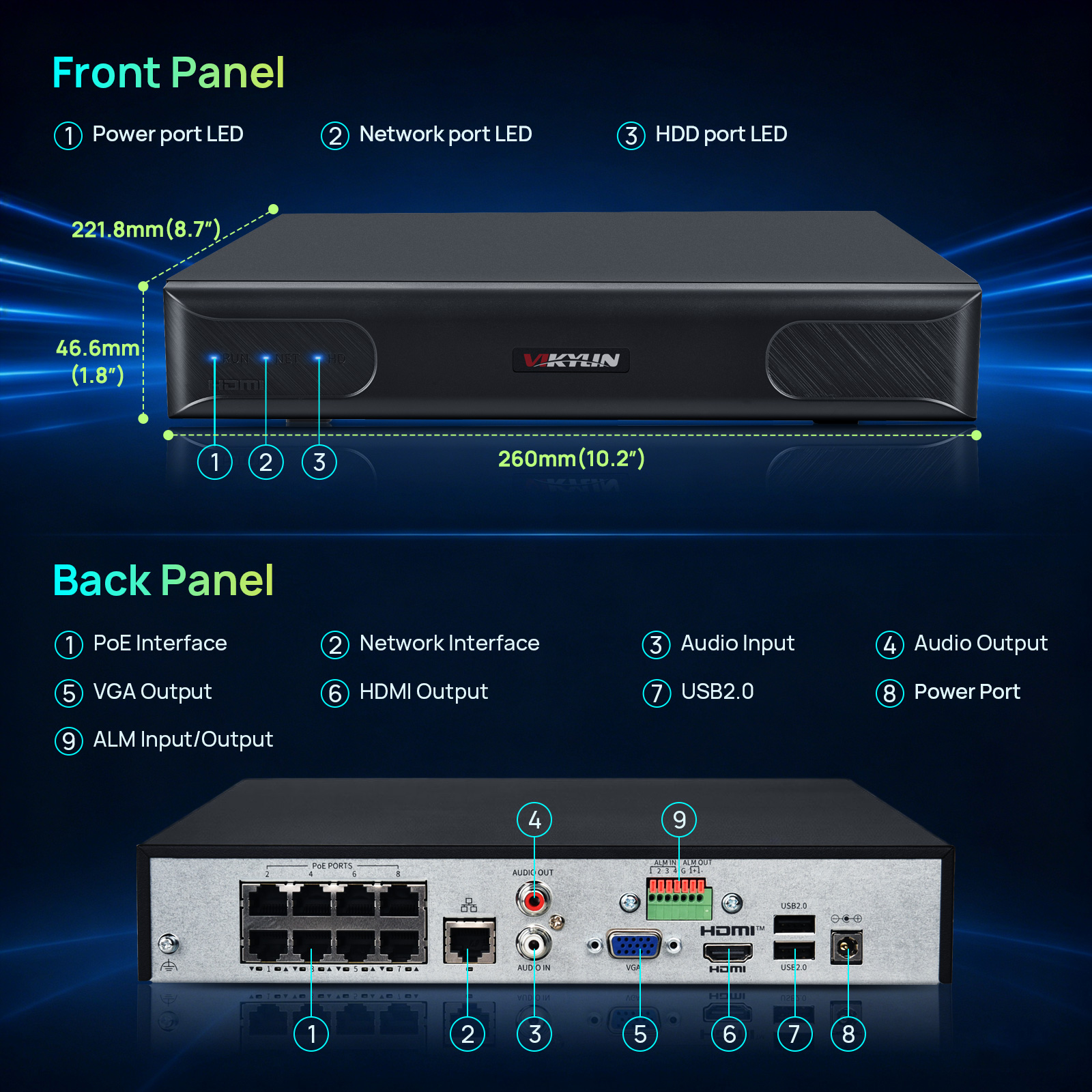 Vikylin 4K NVR UP to 12MP 8CH  - Home Security Recorder 评论和价格