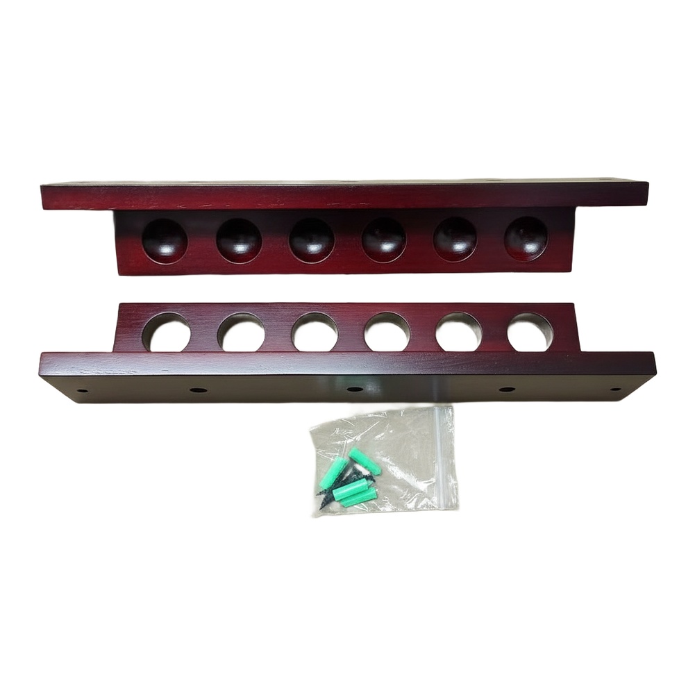 Six-Hole Wooden Pool Cue Rack  - Home Security Game 评论和价格