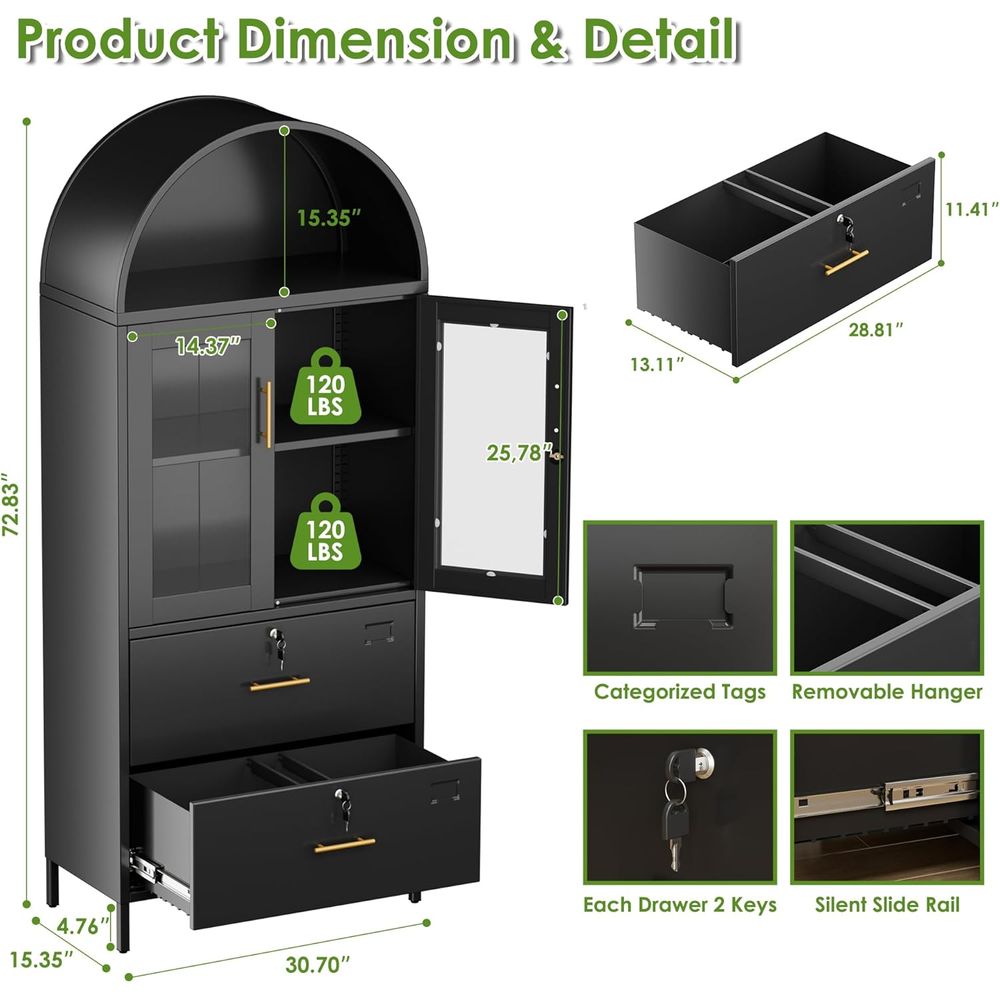 Secure Arched Metal Filing Cab - Home Security Letters 评论和价格