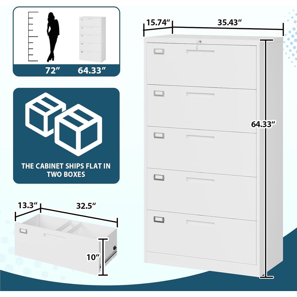 Secure 5 Drawer Metal Filing C - Home Security Letters 评论和价格