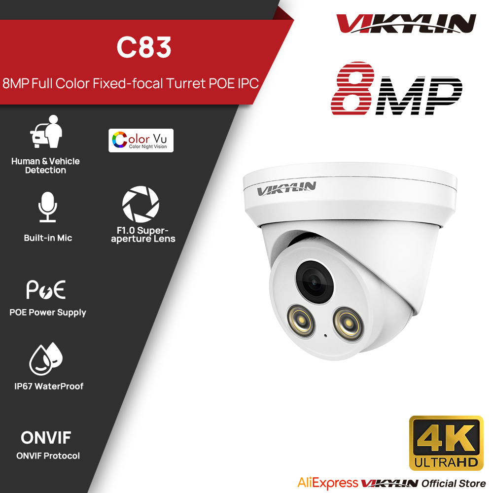 VIKYLIN 8MP Full Color IP Came - Home Security Service 评论和价格