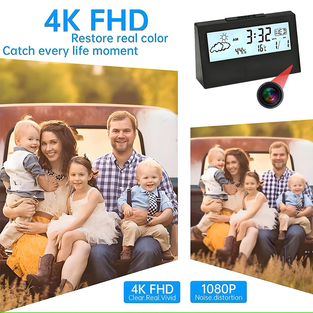 4K WiFi Clock Camera with Moti - Home Security Recorder 评论和价格